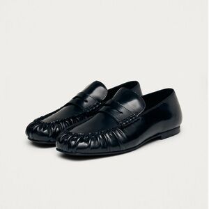 ALOHAS Aven Black Leather Loafers
